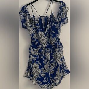 Bardot Blue and White Floral Jumpsuit